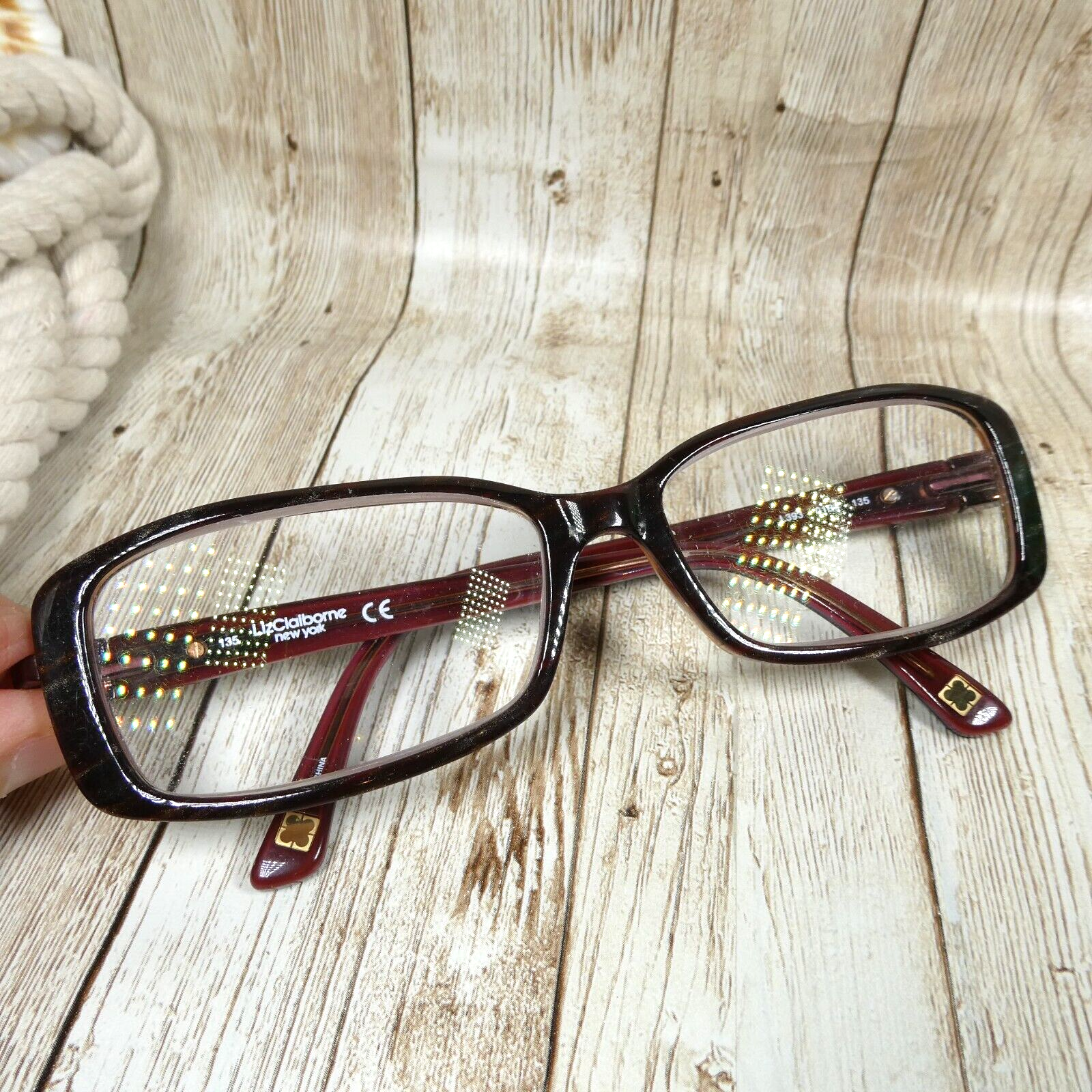 Liz Claiborne Wine Texture Eyeglasses w/Glitter FRAMES ONLY L393 01B4 54... - $27.20