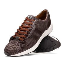 Hand painted genuine Snake and calfskin Sneaker Shoes Verona Brown image 2
