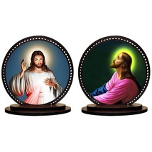 Jesus Christ Car Dashboard Idol Combo (Set of 2) Showpiece / Figurine, Wood - £16.06 GBP