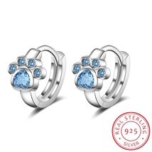 T paw hoop earrings 925 sterling silver blue cubic zirconia earrings for girls birthday thumb200