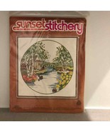Sunset Stitchery Spring Garden Cottage Vintage Embroidery Kit NEW - £18.90 GBP