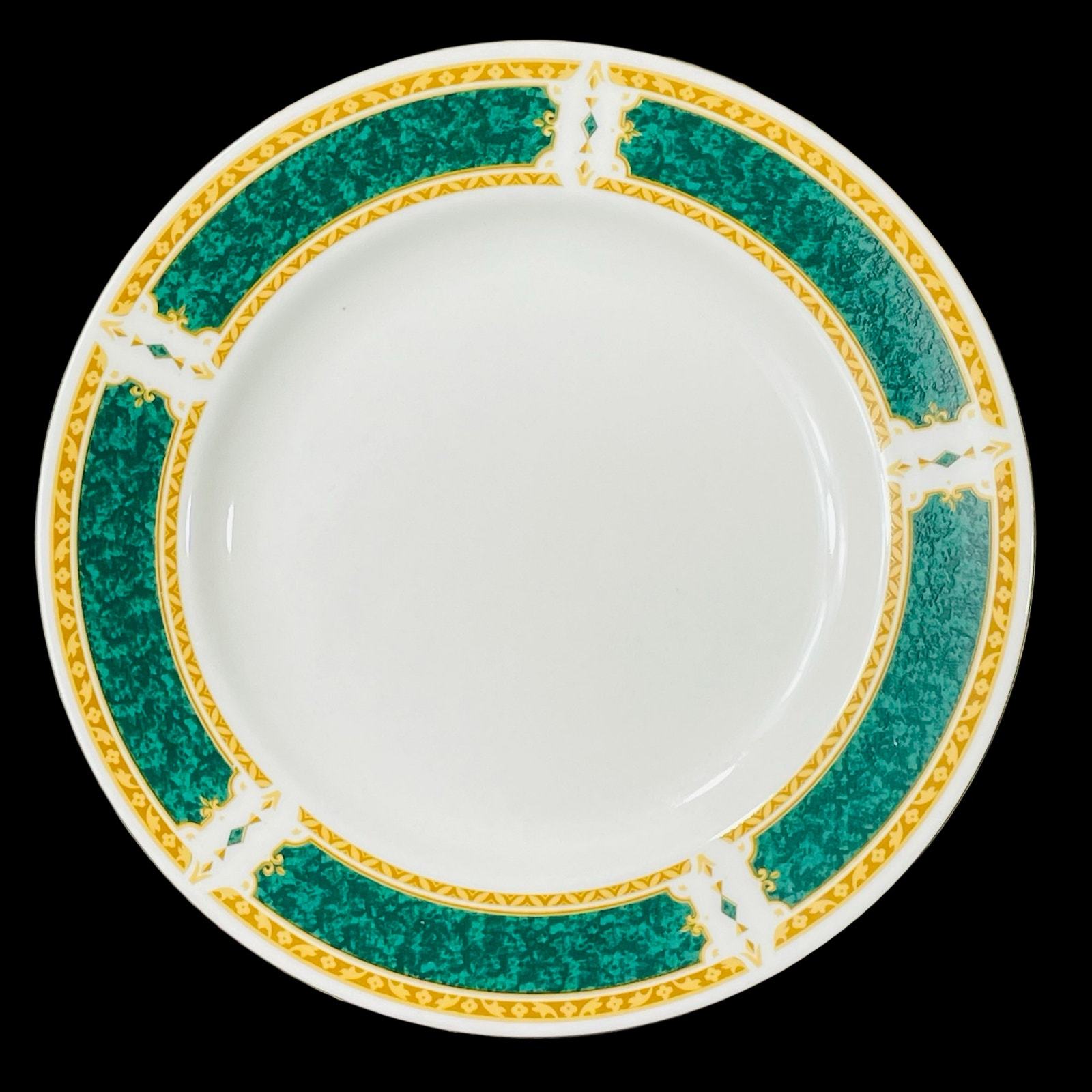 Farberware Emerald Garden 8” Plate - Porcelain, Green & Gold Border