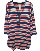 La Blanca Women&#39;s L Sailor Striped Rope Tie French Terry Nautical Swim Cover Up - $49.99