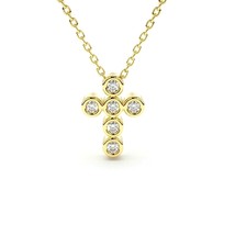 0.40CT Coupe Ronde Moissanite 14K Jaune Plaqué Or Pendentif Croix Collier 45.7cm - £63.57 GBP