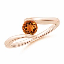 ANGARA Bar-Set Solitaire Round Citrine Bypass Ring for Women in 14K Solid Gold - £639.56 GBP