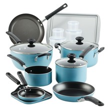 Cookware Set 20-Piece Kitchen Pots and Pans Easy Clean Aluminum Nonstick Blue - $75.64