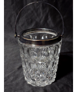 Vintage WILLIAM ADAMS Ice Bucket - Silverplate Trim Over Lead Crystal 5.75&quot; - £18.55 GBP