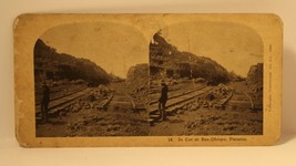 Vintage Stereoview Card Railroad Tracks in Bas Obispo Panama 1906  - $4.94