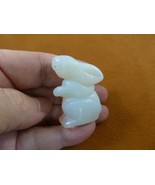 (Y-BUN-ST-578) little white Opalite glass BUNNY RABBIT HARE gemstone FIG... - $367.32 MXN