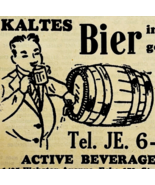 1945 WW2 German-USA Eichler&#39;s Beer Advertisement Active Beverage Co Bron... - $35.09 CAD