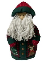 Handcrafted Vtg Christmas Santa Claus 17&quot; Stuffed Fabric Figure Tree Reindeer - £16.01 GBP