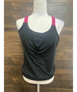 MPG Cowl Neck Tank Top Cami Small Black Pink Straps Athletic Workout Raz... - $16.14 CAD