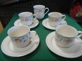 Lenox &quot;Country Cottage Courtyard&quot; Chinastone 4 Cups &amp; Saucers &amp; 1 Free Mug - £25.72 GBP