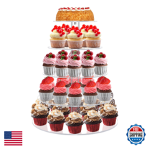 Cupcake Stand for 53 Cupcakes, 5 Tier Cupcake Holder, Clear Round Cupcak... - $47.54