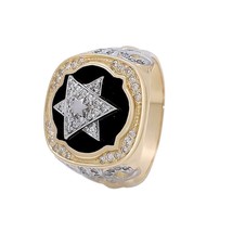 14К Gold Star of David Ring with 74 Diamonds and Black Enamel Judaica Jewelry - £2,017.59 GBP+