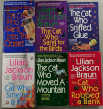 Lilian Jackson Braun The Cat Who Sniffed Glue Robbed A Bank Moved A Mountain x6 - £13.37 GBP