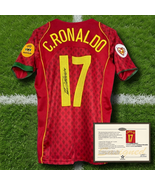 Cristiano Ronaldo Printed Signed Portugal Europeu Final 2004 Home Jersey... - $118.69