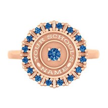 S 925 Constance High School Class Ring - Elegant Rose Gold Plated Design with CZ - £103.52 GBP