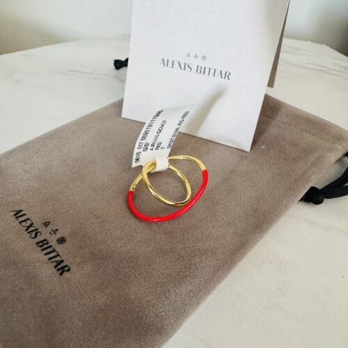 Alexis Bittar Retro Memphis 14K Yellow Goldplated Orbit Ring, Red/Gold, Size 9 N - $83.22