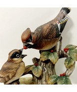 Cedar Waxwing w/ Baby Bird Figurine Vintage Ceramic By Andrea Sadek 8&quot; H... - £62.92 GBP
