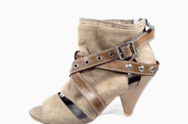 Women High Heel Size 8.5 Tan VERA WANG Simply Vera Suede Ankle Bootie Strappy - £32.06 GBP