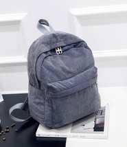 Women Corduroy Backpack Khaki SchoolBag Simple Girls Harajuku Female Bag Student - £64.46 GBP