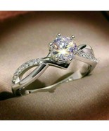 1.45CT Moissanit Rund Diamant Unendlichkeit Hochzeit Ring 10k Weiß Vergo... - $407.32 CAD