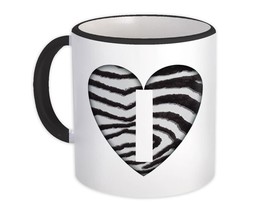 Monogram Letter I : Gift Mug Zebra Letter Initial ABC Animal Heart - $15.90
