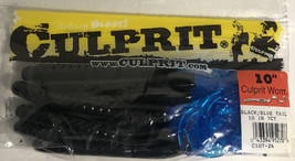 Culprit 1ea 7ct 10” C107-26 Black/Blue Tail Culprit Worm-NEW-SHIPS N 24 HRS - £23.63 GBP