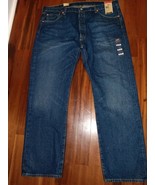 LEVI&#39;S JEANS MEN 501 ORIGINAL STRAIGHT BUTTON FLY DENIM BLUE JEANS 42X32... - $29.69