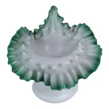 Antique ART GLASS ~ White Satin Green~ TULIP ~ JACK-IN-THE-PULPIT ~ VASE - £61.87 GBP