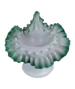 Antique ART GLASS ~ White Satin Green~ TULIP ~ JACK-IN-THE-PULPIT ~ VASE - £61.01 GBP