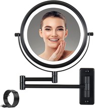 Wall Mounted Makeup Mirror 10X Majnifying Mirror Led Light Dimmable Touch, Black - £31.16 GBP