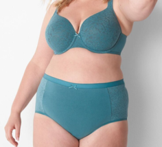 Lane Bryant CACIQUE Cotton Lace Trim Brief Panty TEAL BLUE Plus Sz 30/32... - $15.03