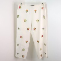 New Nicole Studio Women&#39;s 10 Ivory Embroidered Floral Linen Blend Capri ... - $24.00