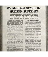 1916 Hudson Super Six Automobilia Advertisement Motor Car 9.5 x 7&quot; LGADYC3 - $383.47 MXN
