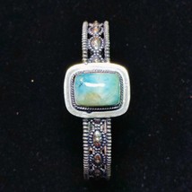 Larimar Gemstone Bangle, 925 Sterling Silver Adjustable Bracelet, Everyd... - $1,863.99 MXN
