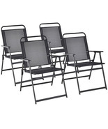 Set of 2/4/6 Outdoor Folding Chairs with Breathable Seat-Set of 4 - Colo... - £150.18 GBP