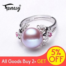FENASY Big Pearl Jewelry 925 Sterling Silver Ring For Women Natural Freshwater P - £14.38 GBP
