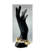Vintage Chain and Pearl ChaCha Bracelet, Fabulous Gold Tone Charm Bangle - £45.74 GBP