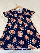 POOF GIRL Girls Dress Size M Navy Floral Flowers Shortsleeve NEW - $9.49