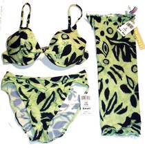 Sunsets Kona Reef Mint 3-Pc Bikini Swimsuit w/Pareo Sz L Top, S Botts NWT $151 - £60.01 GBP