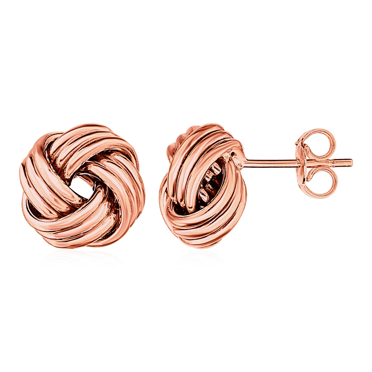 Smooth Love Knot Stud Earrings, 14K Rose Gold, pierced, 1 pair jewelry - £132.60 GBP