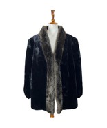 Jordache Coat 1X / 2X women&#39;s vintage Velvet Faux Fur Collar 1980&#39;s Blac... - £58.39 GBP