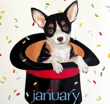 Chihuahua Top Hat January Dog Days Poster Calendar 14 x 11&quot; Art Leigh DWDDCal - £23.42 GBP