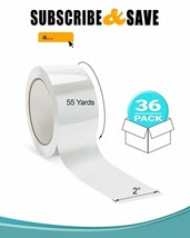 36 Rolls Of White Carton Sealing Tape 2&quot; x 55 Yds Thickness 2 Mil - £81.94 GBP