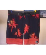 Men&#39;s Rip Curl Mirage Palm Strokes Boardshorts Sz 32 Black/Red - £20.81 GBP