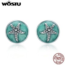 WOSTU Hot Sale 925 Silver Fantasy Starfish Round Small Stud Earrings for Women F - £15.68 GBP