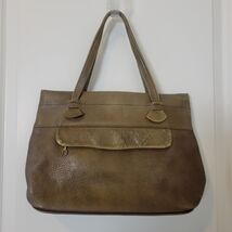 Justin Boot Top Grain Cowhide Leather Purse Handbag Beige Taupe Distressed - $19.79