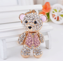 bling bear keychain purse charm, full body rhinestone bear, gift for her - $25.80